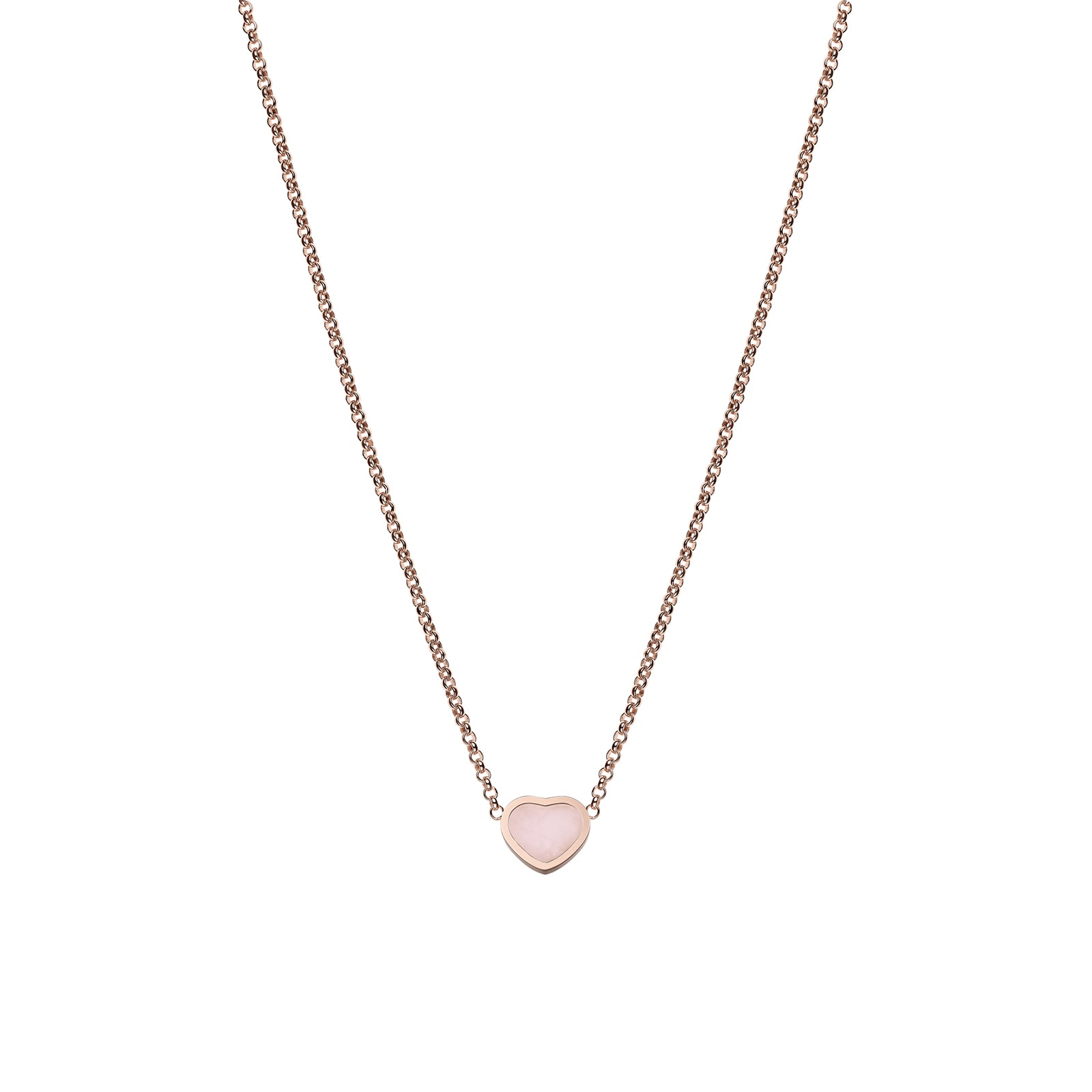 Chopard My Happy Hearts Necklace, Ethical Rose Gold, Pink Opal