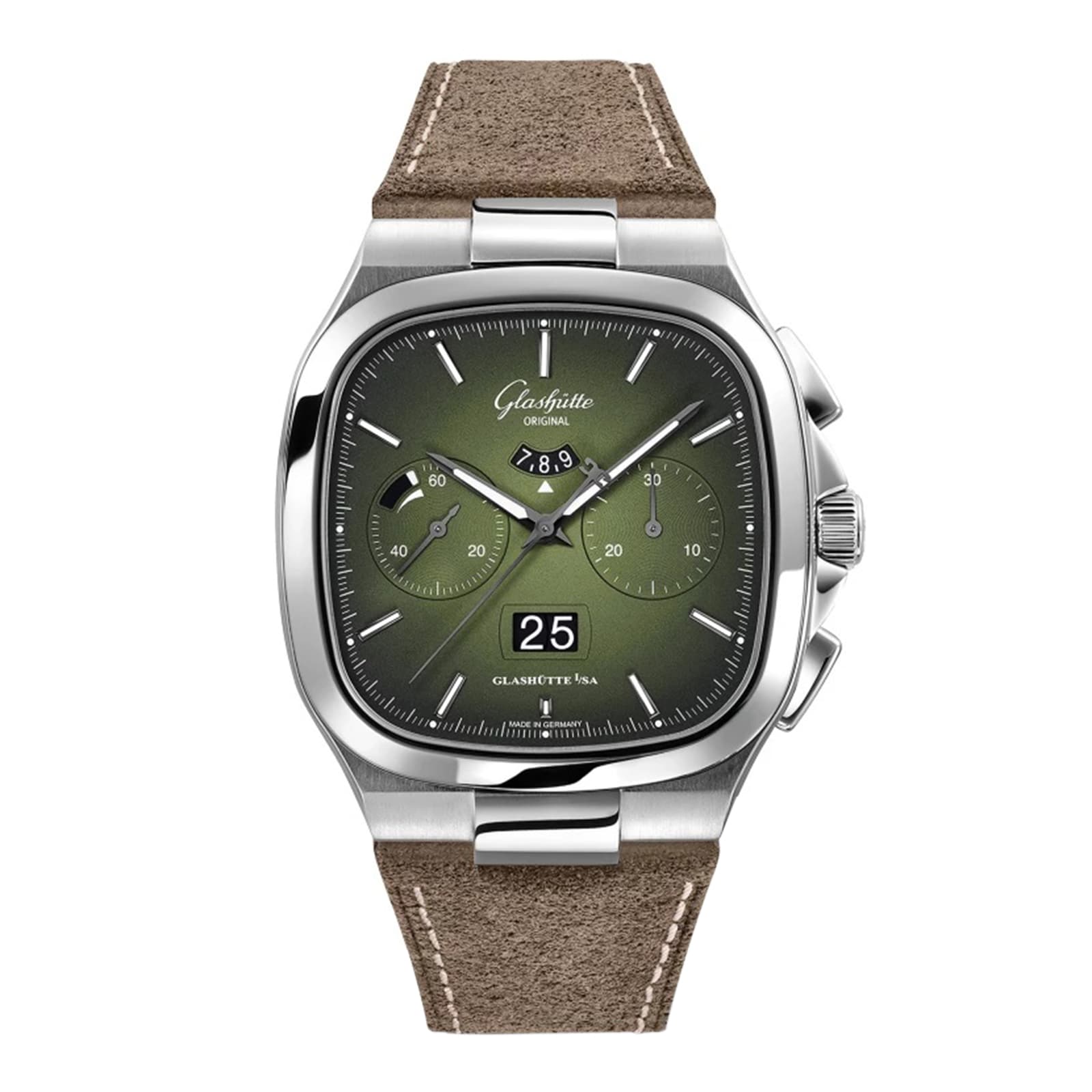 Glashutte Original Vintage Seventies  Panorama Date 40mm Mens Watch - Brown Strap Glashutte Original Vintage Seventies  Panorama Date 40mm Mens Watch - Brown Strap