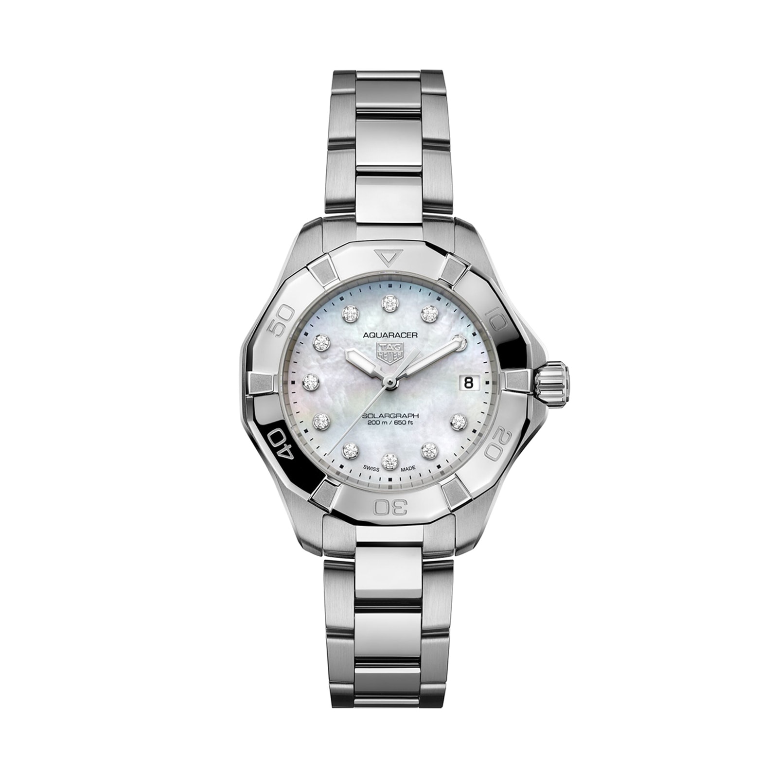 TAG Heuer Aquaracer Professional 200 Solargraph 34mm Ladies Watch Mother Of Pearl Diamonds TAG Heuer Aquaracer Professional 200 Solargraph 34mm Ladies Watch Mother Of Pearl Diamonds