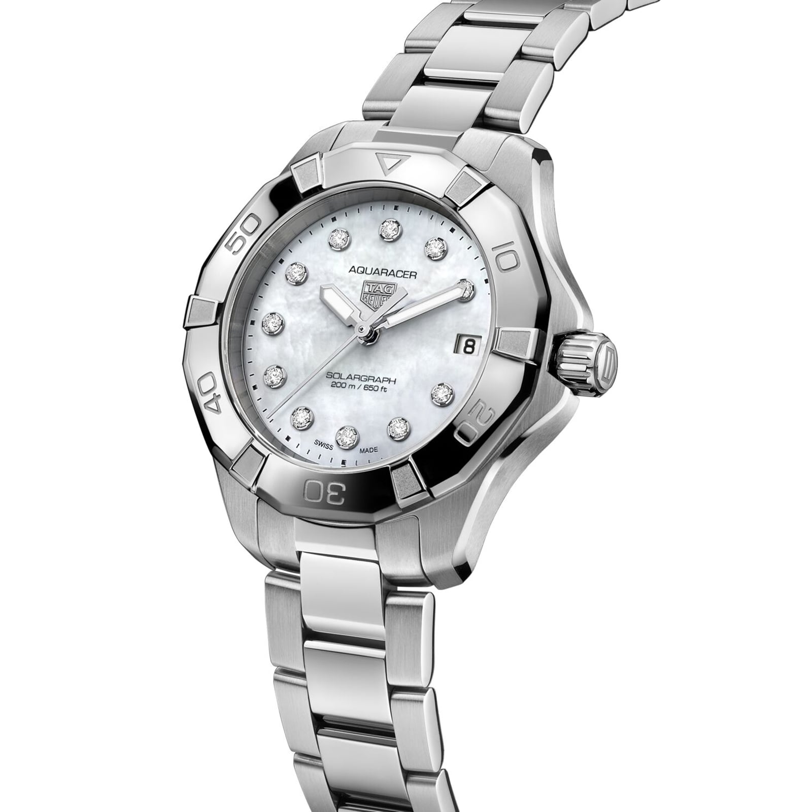 TAG Heuer Aquaracer Professional 200 Solargraph 34mm Ladies Watch Mother Of Pearl Diamonds TAG Heuer Aquaracer Professional 200 Solargraph 34mm Ladies Watch Mother Of Pearl Diamonds