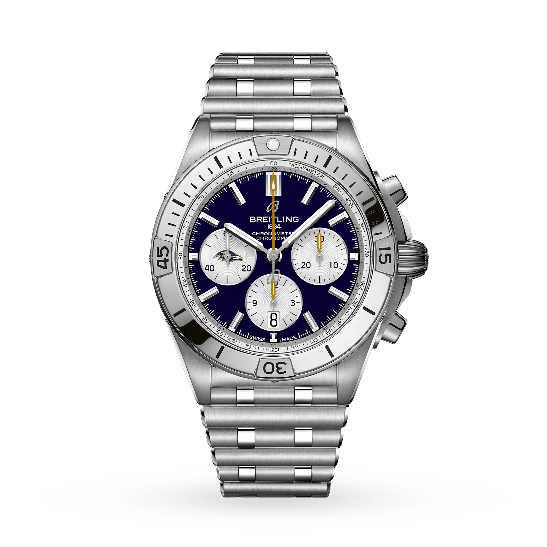 Breitling Chronomat B01 42 Baltimore Ravens Limited Edition Mens Watch Stainless Steel