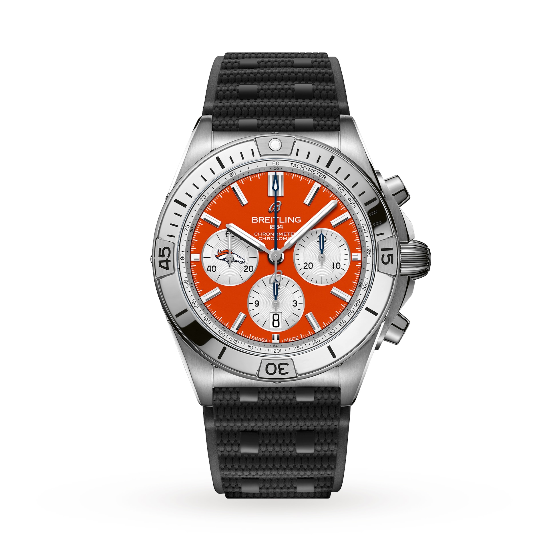 Breitling Chronomat B01 42 Denver Broncos Limited Edition Mens Watch Rubber