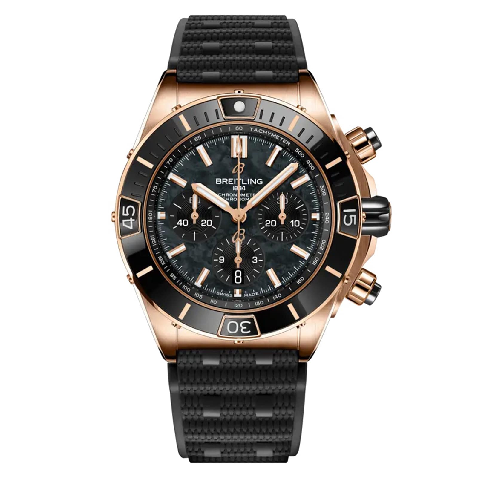 Breitling Super Chronomat B01 Automatic 44mm Mens Watch Black Rubber